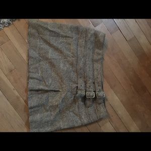 Brown tweed belted mini skirt